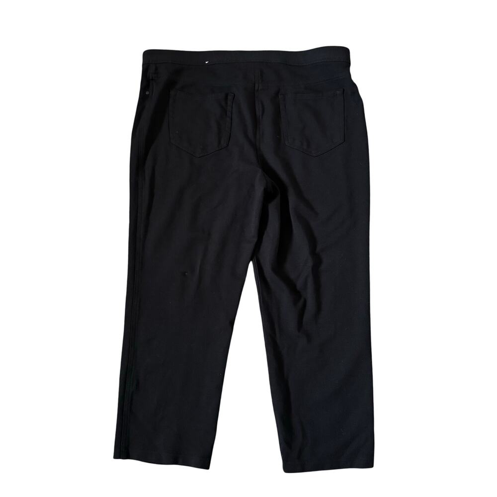 Chicos Size 2 Crop Pants Womens Size 12 Black Ponte Zip Fly Stretch Mid Rise